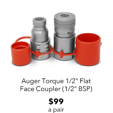 Auger Torque Hydraulic Couplers 1/2” Flat Face (1/2” BSP)