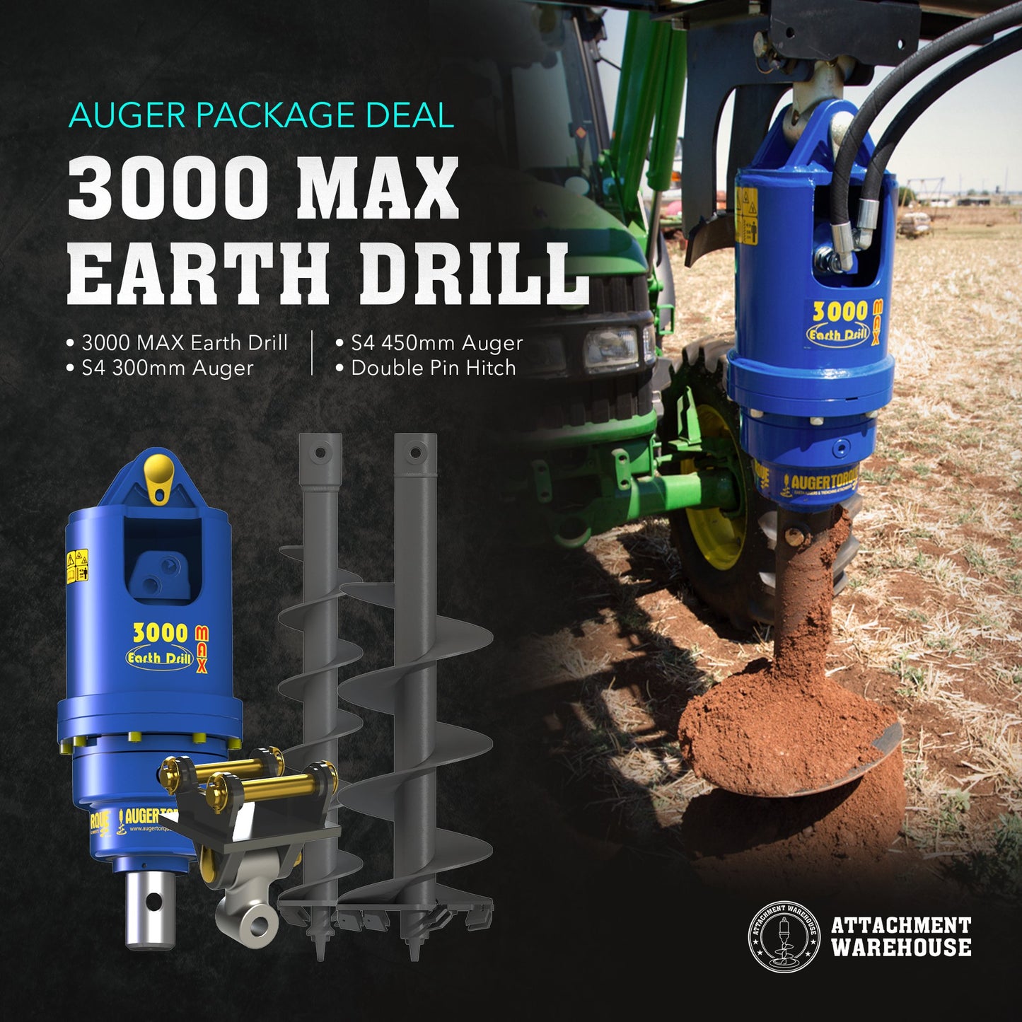 Auger Package 3.0 - 4.0 Ton - Attachment Warehouse
