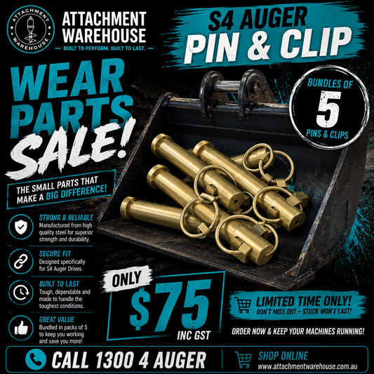 5 x Auger Torque Pin & Clip - S4 65mm Rnd