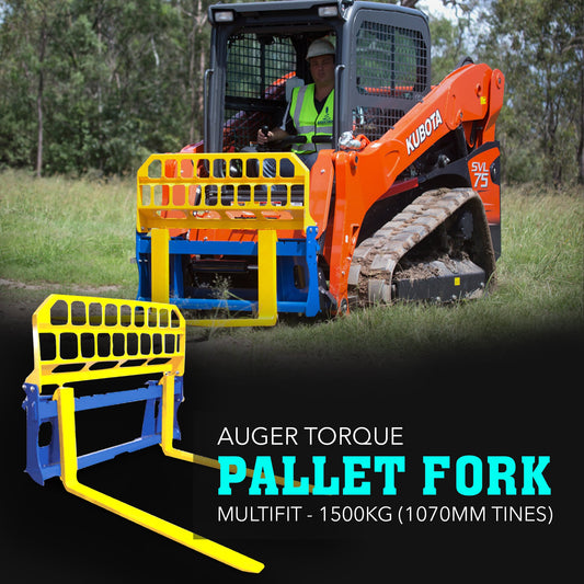 Auger Torque Pallet Forks Multifit - 1500kg (1070mm Tines) FREE FREIGHT AUS WIDE - Attachment Warehouse